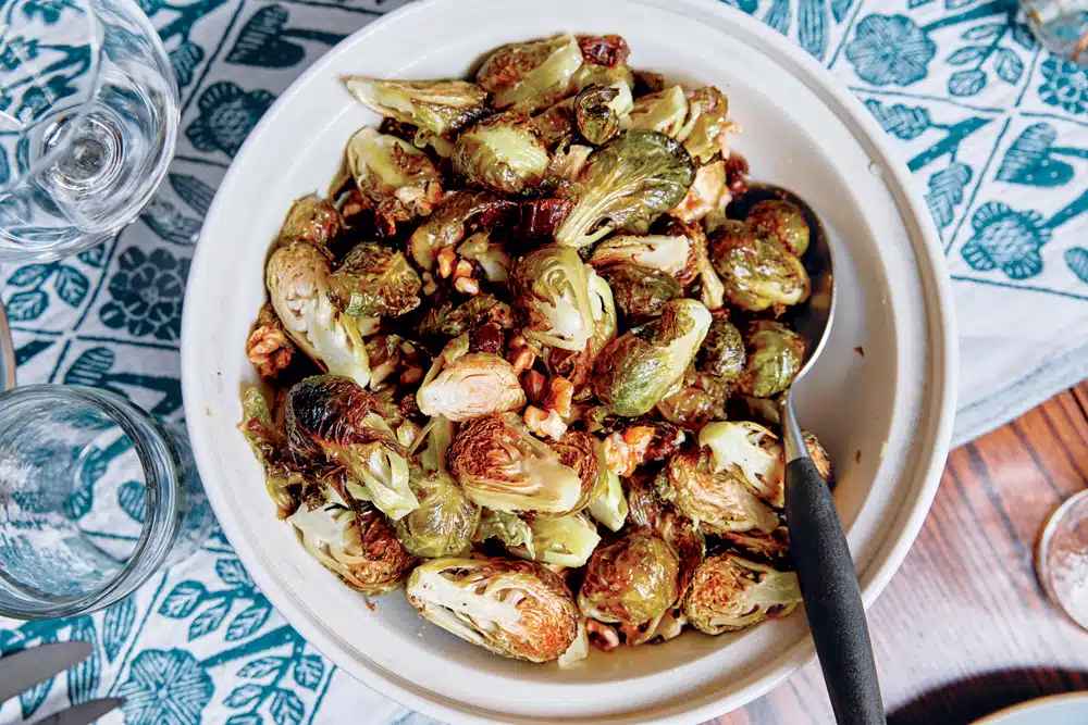 Brussels Sprouts with Dates, Walnuts, and Lemon