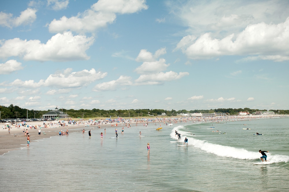 Both expert and novice surfers love the long, rolling waves of Narragansett Town Beach, considered by many to be a mecca of New England surfing.