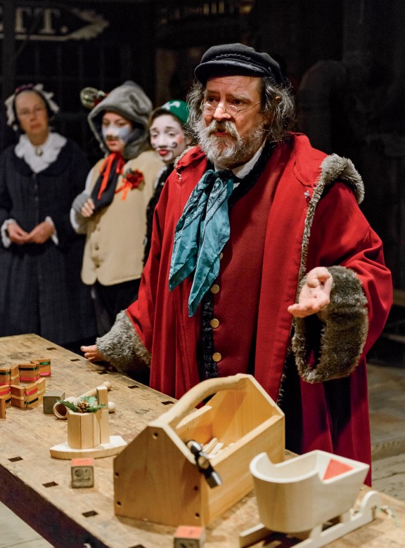 Actor Bill Steinmeyer portrays the toy maker Drosselmeyer in last year’s Nutcracker–inspired Lantern Light Tours, a performance staged in scenes throughout Mystic Seaport. 