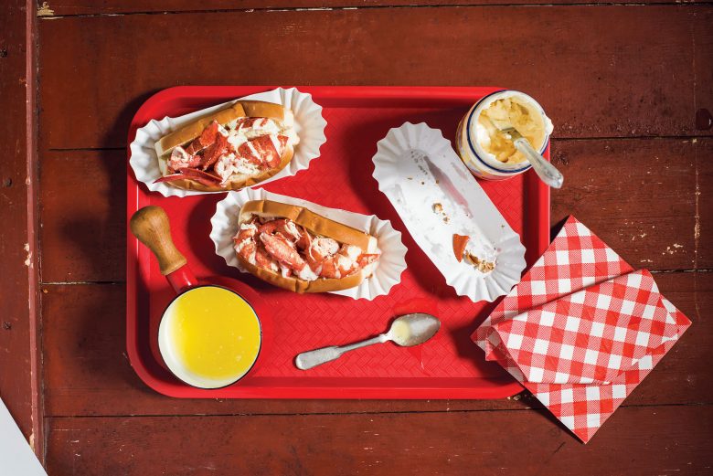 Lobster Rolls with Butter on Picnic Table