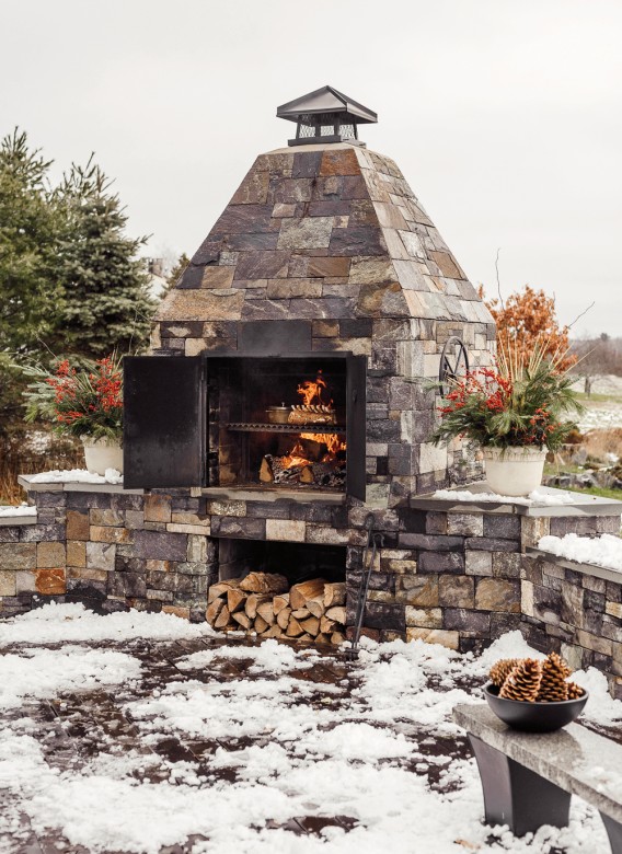 Built to Steve’s specifications by Nate Libby’s Masonry, this oven can be used as anything from a smoker to a natural convection oven to an impressive outdoor fireplace. 