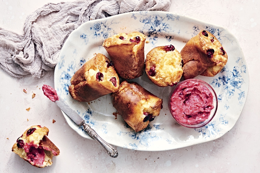 Cheddar-Cranberry Popovers with Cranberry Butter