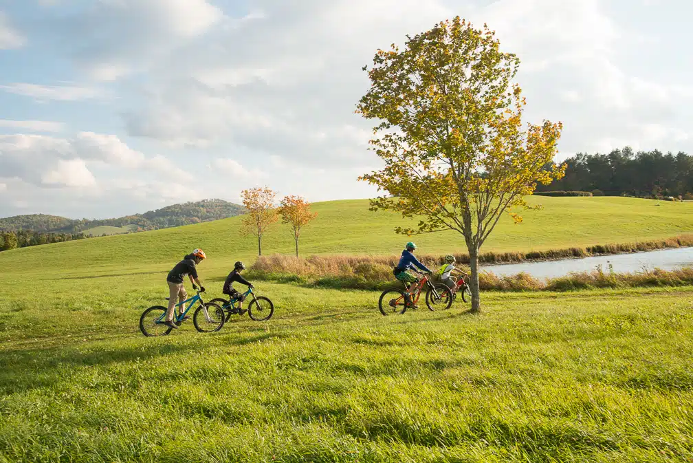 Mountain biking in Lyndonville, Vermont off of Darling Hill Road on the Kingdom Trails network.