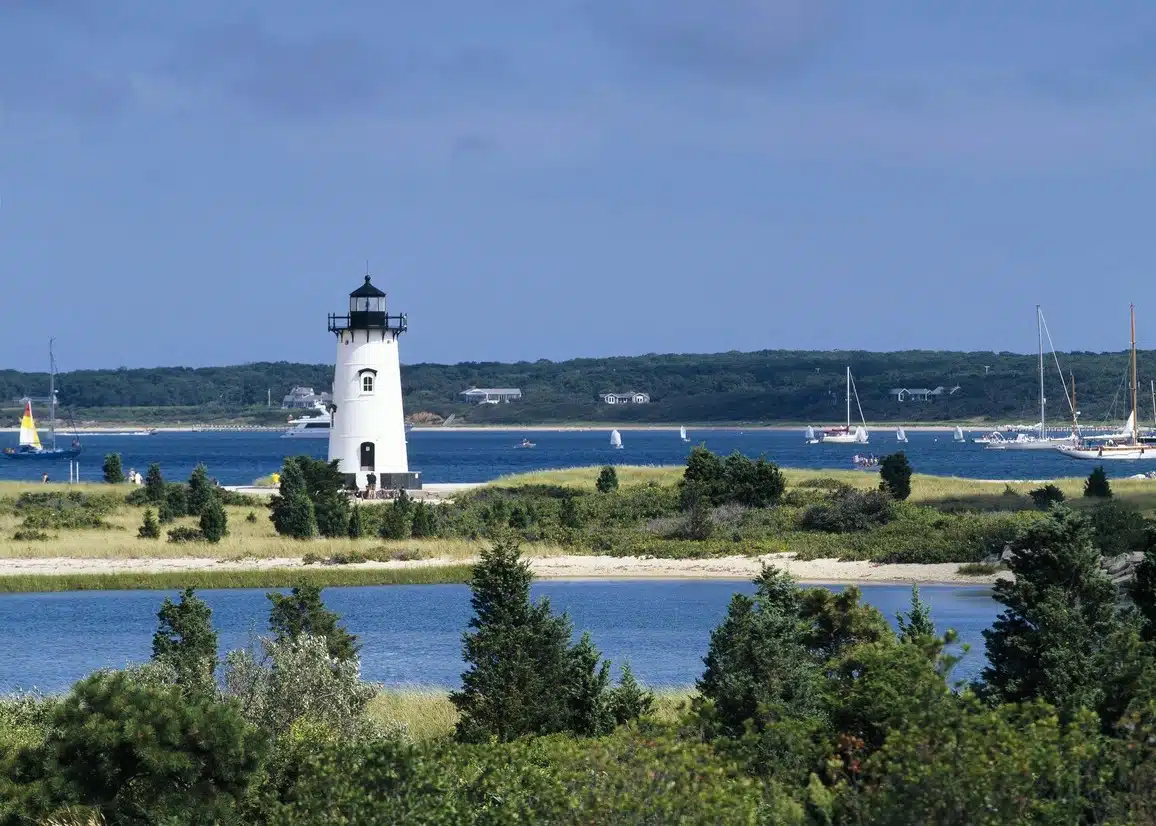 Edgartown Harbor Light as seen from nearby the Harbor View Hotel.