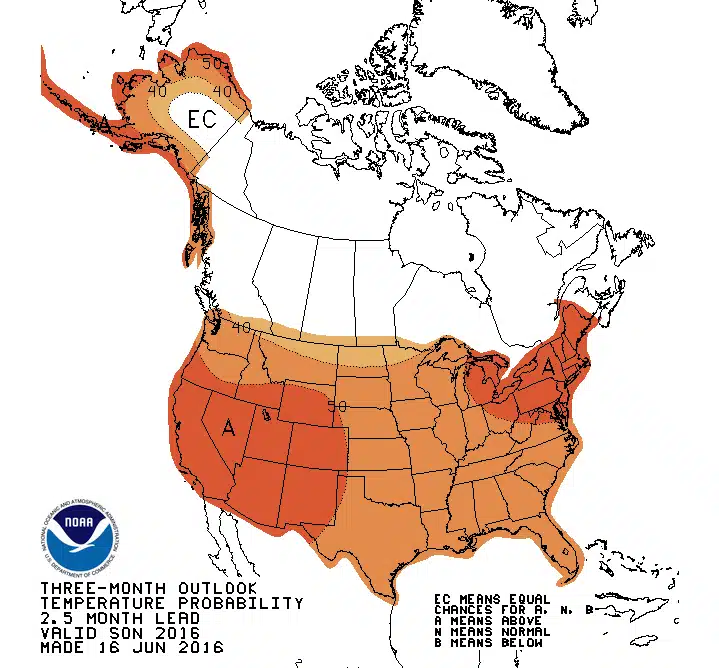 The Climate Prediction Center's fall temperature forecast.