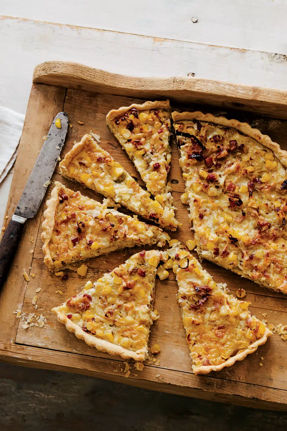 Savory Corn, Pancetta, and Leek Tart