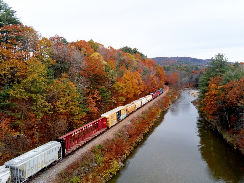Freight Train during Fall in New England
