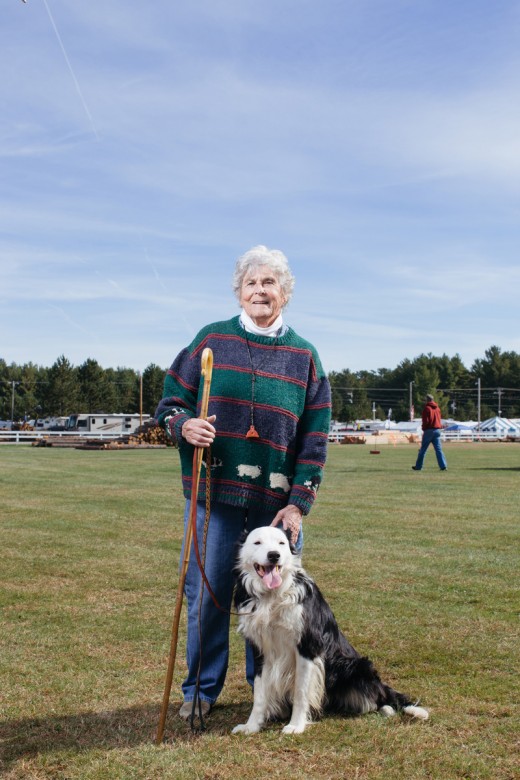 Gabrielle Merril, of Brownfield, Maine, stood for a portrait with her dog, Roy, before the duo competed in the sheep dog trials during the opening day of the Fryeburg Fair on Sunday, Oct. 4, 2015. 