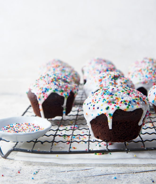 Glazed Chocolate Doughnut Muffins