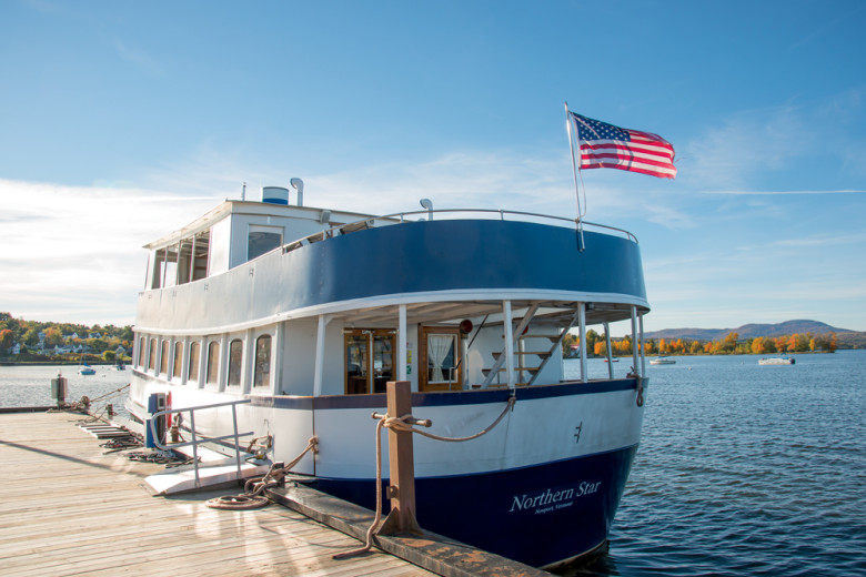 Vintage-style cruising yacht the Northern Star on Lake Memphremagog.