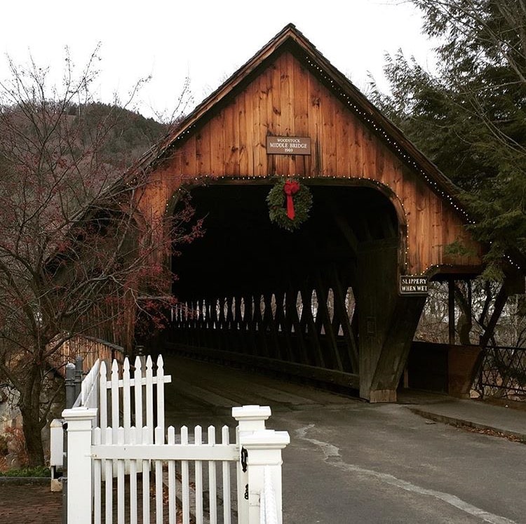 The picture-perfect covered bridge in Woodstock, Vermont. 