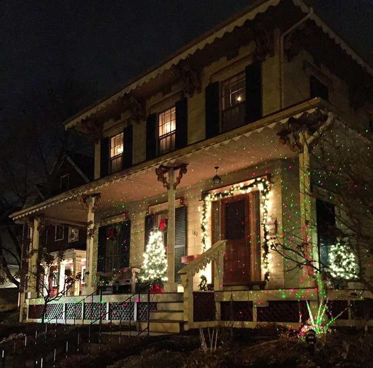 Festive New England home at Christmas time. 