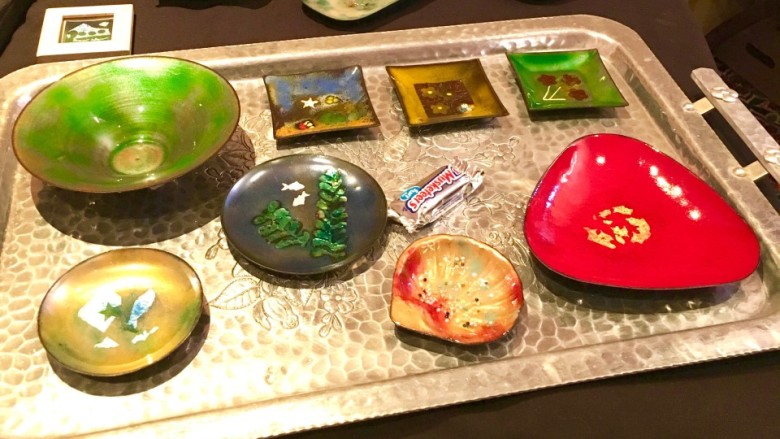 An array of unique and colorful pieces from Bev's Enamels.