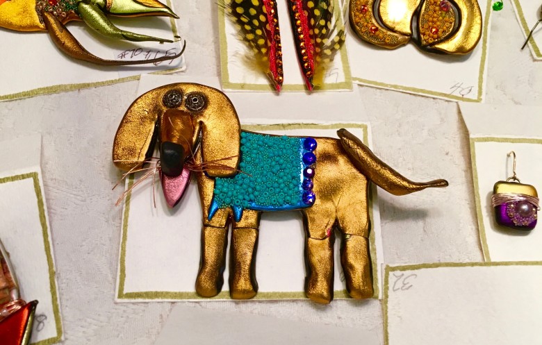 A cute dog brooch from Listzwan Designs