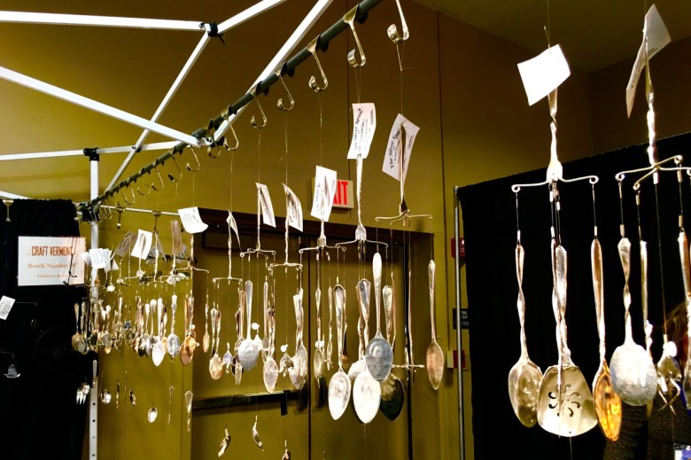 A unique wind chime made of silverware by The Silver Spoon.