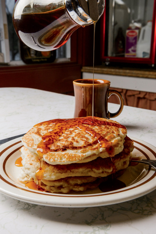 Bradley’s famed pancakes, topped with—what else?—Vermont maple syrup.
