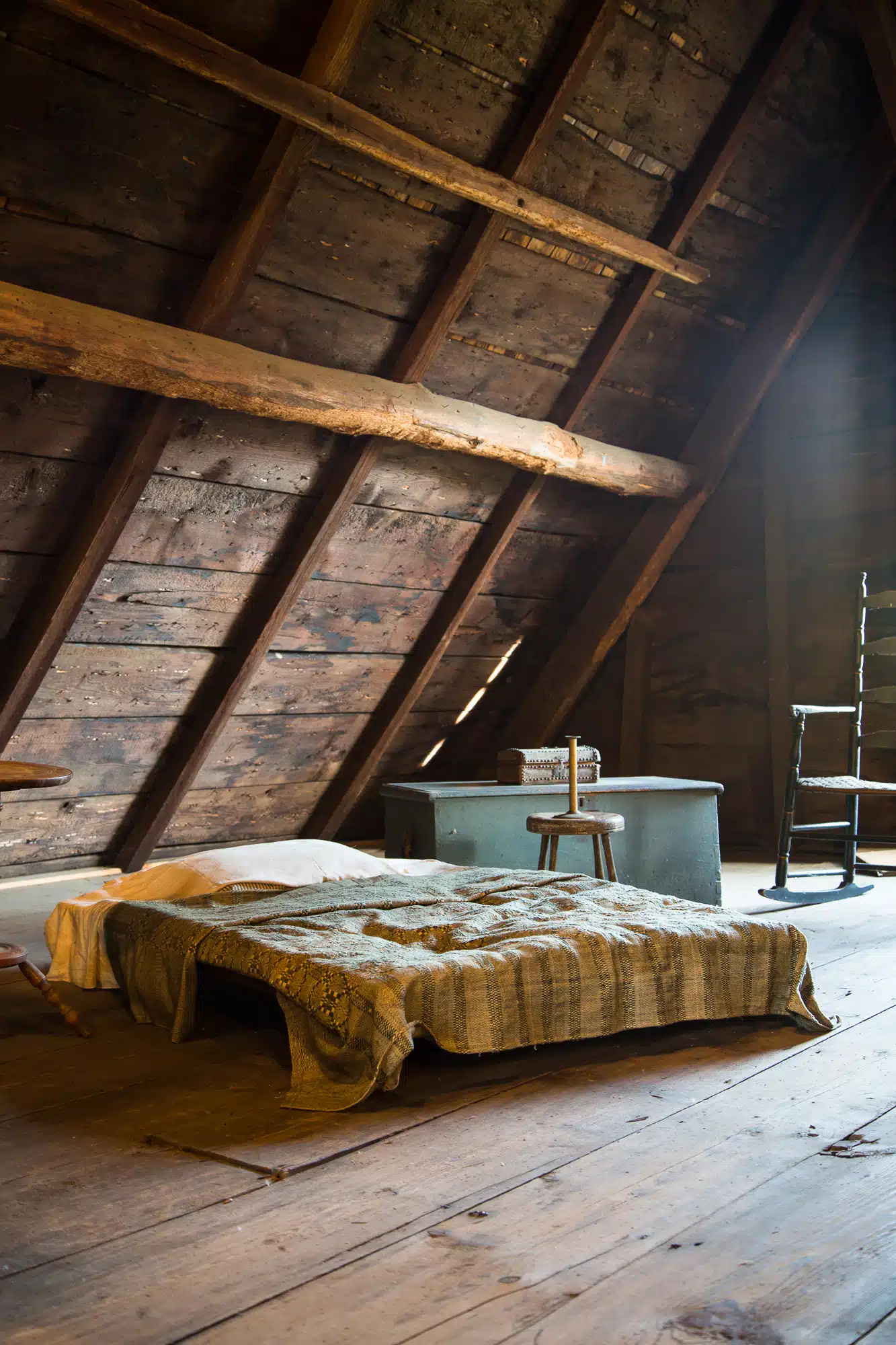 Attic bedroom in the Joseph Webb House.