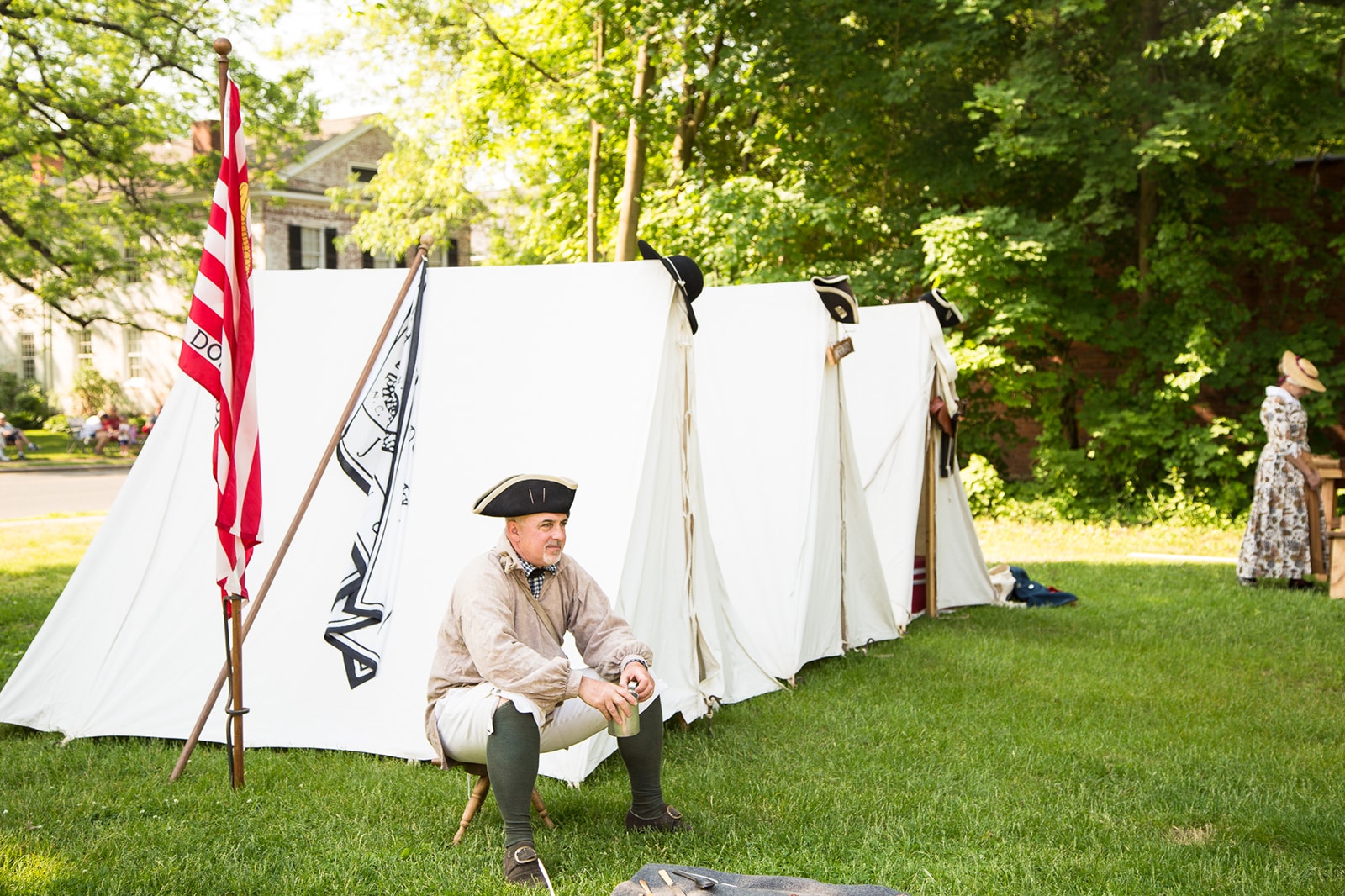 Authentic costumed reenactors bring the revolutionary war to life at the Webb-Deane-Stevens Museum encampment.