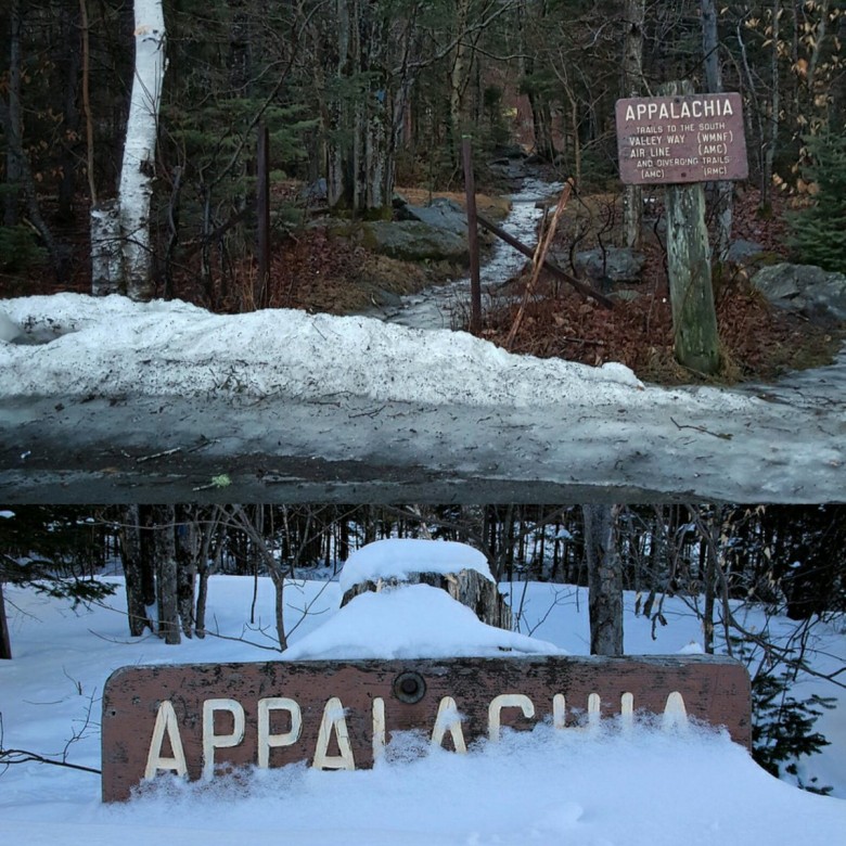 Comparison snow pack from the same February date in 2016 and 2015 in the Northern New Hampshire.