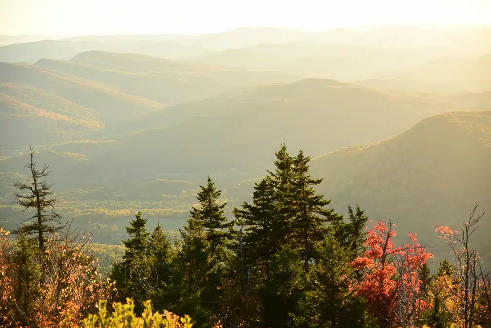 Sunset views from atop Mount Ascutney in Windsor County, Vermont.