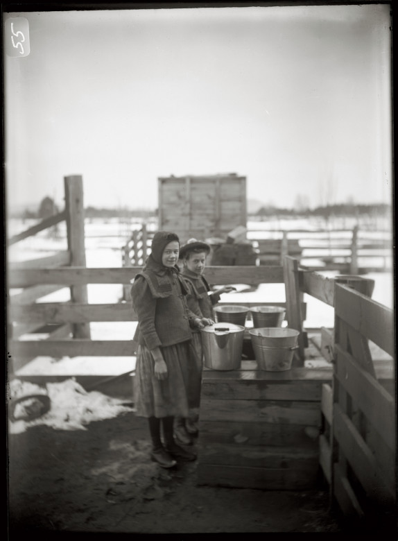 Dozens of photographs by Burt Vernon Brooks, including Billings Sisters with Milk Pails, have been collected and preserved by the University of Massachusetts Amherst. Included in the collection are images of people and places in the four Massachusetts towns that would be flooded in the 1930s to create the Quabbin Reservoir: Enfield, Dana, Prescott, and Greenwich.