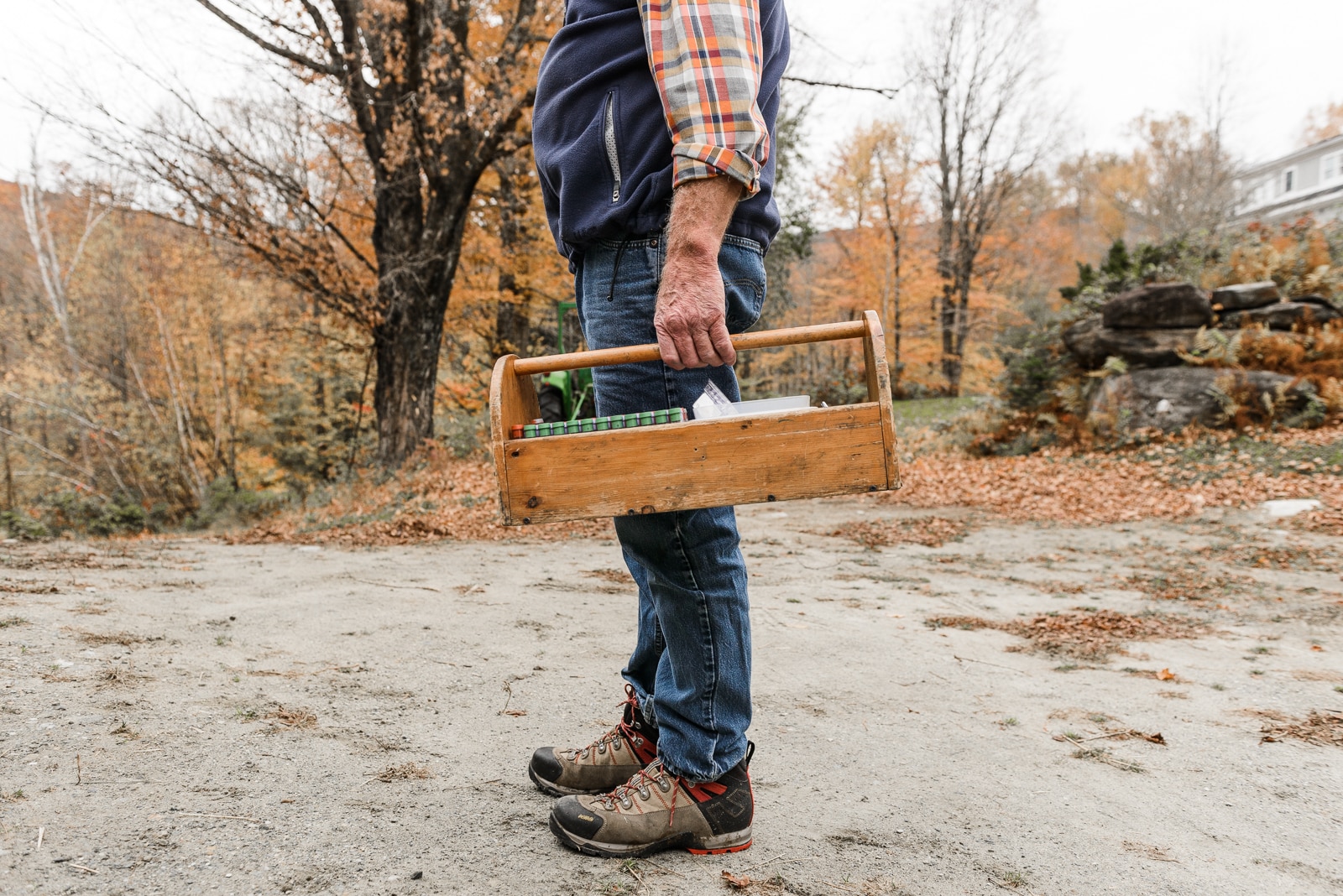 DVM Stuwe’s veterinarian kit has evolved over the years to include several specialized bags and boxes, and in this case, a custom-made wooden tool box.