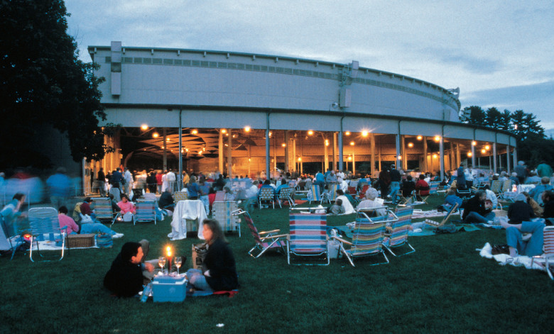 Crowds gather on the lawn at Tanglewood, the summer home of the Boston Symphony Orchestra.