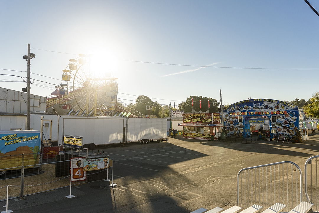 Early morning over the midway. Very cool time to be at the fair, everything is still "asleep" and there is an almost eerie feeling walking around the midway when it is dead quiet.