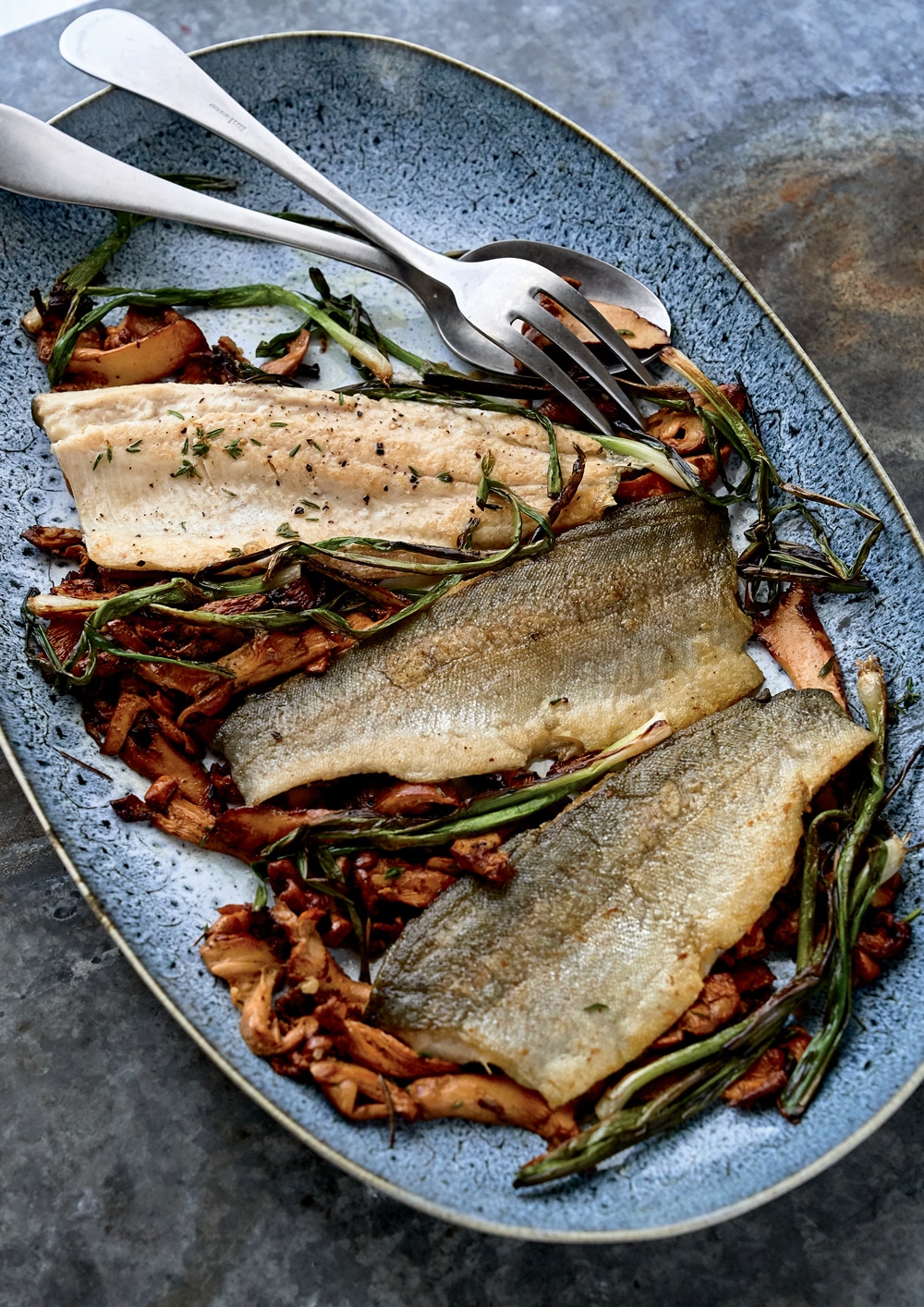 Pan-Seared Rainbow Trout with Mushrooms