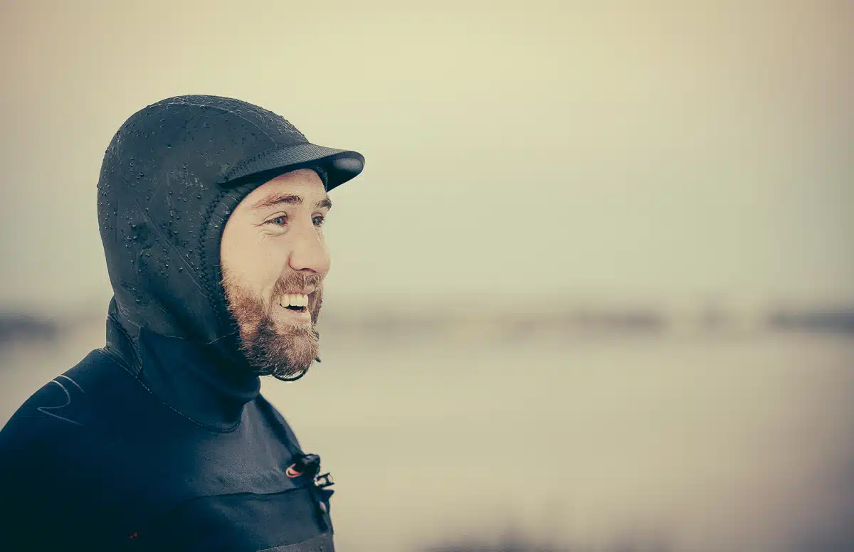 WInter Surfing Smile - Owen Perkins - Newport, Rhode Island.
