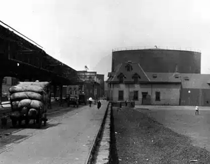 A "before" shot of the molasses tank in an undated photo.