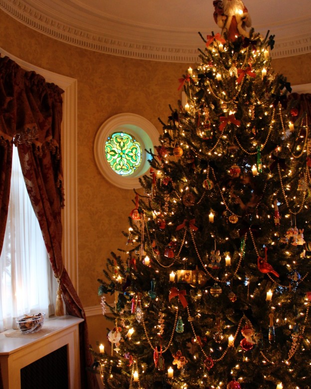 Each house had its own uniquely decorated Christmas tree. 