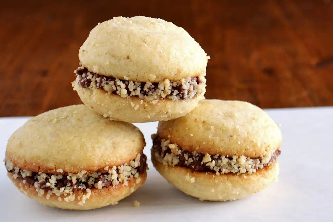 Chocolate-Filled Walnut Sandwich Cookies