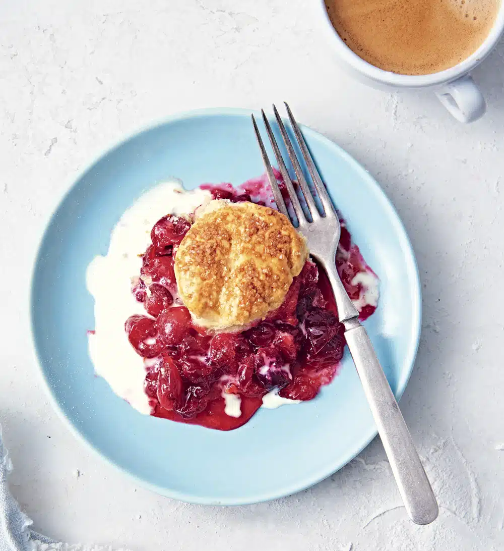 Cranberry Cobbler with Cream Biscuits