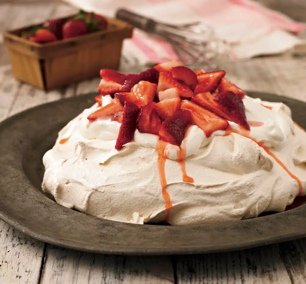 Easy Pavlova Recipe with Fresh Strawberries & Whipped Cream