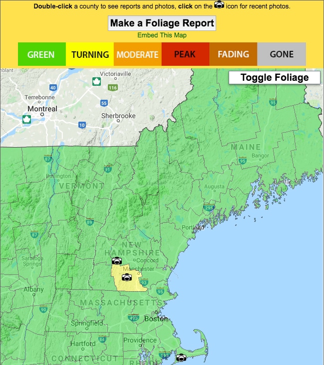 Live Fall Foliage Map - New England Today