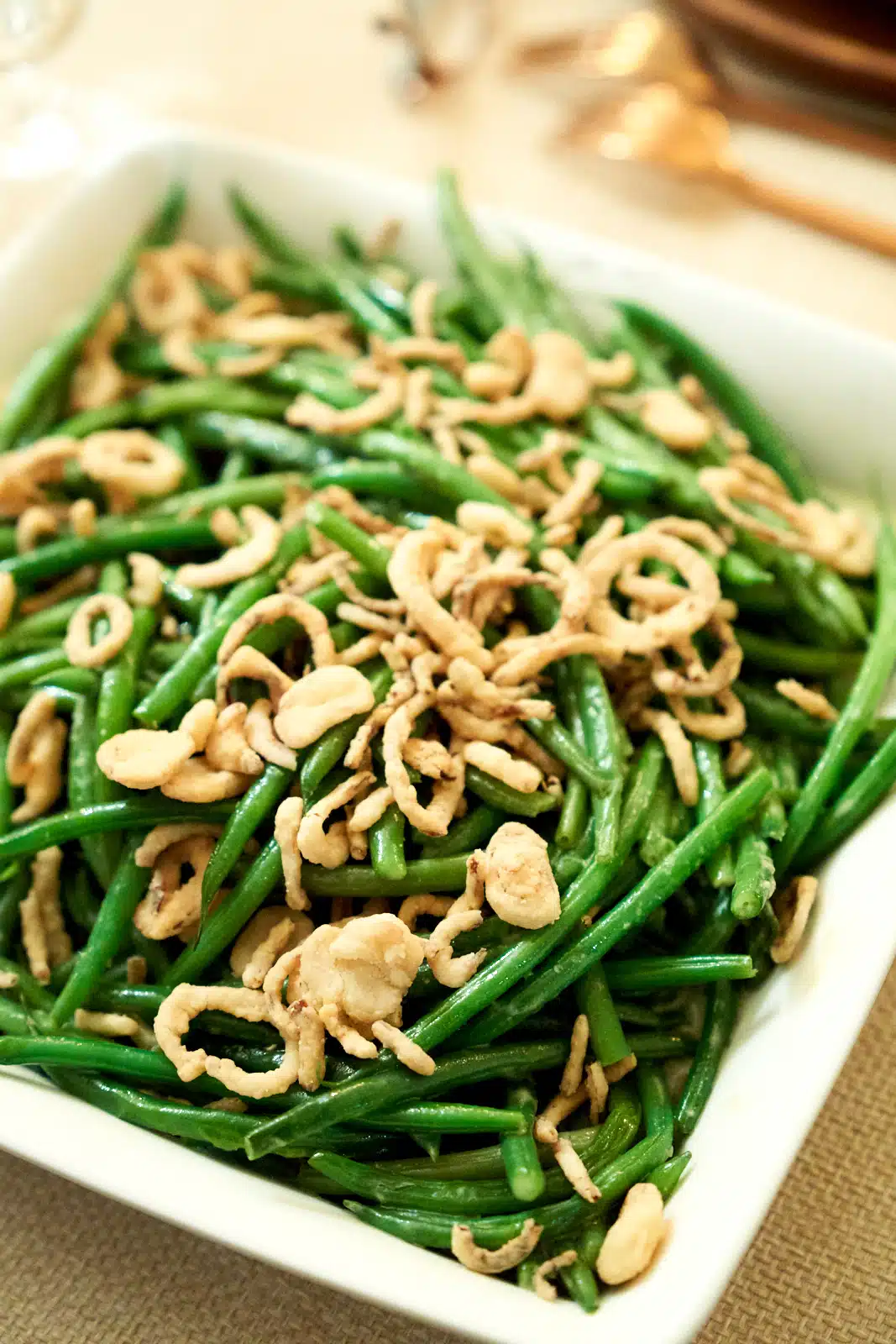 Gluten Free Green Bean Casserole with Crispy Shallots