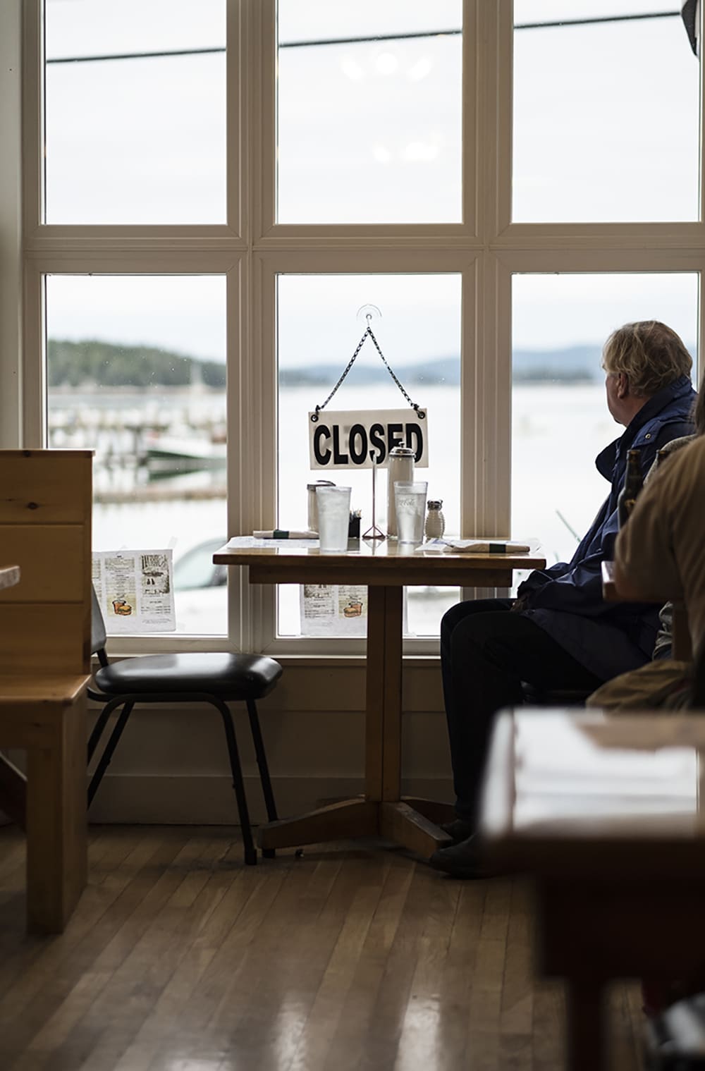 A patron at the Harbor Cafe in Stonington, Maine. 