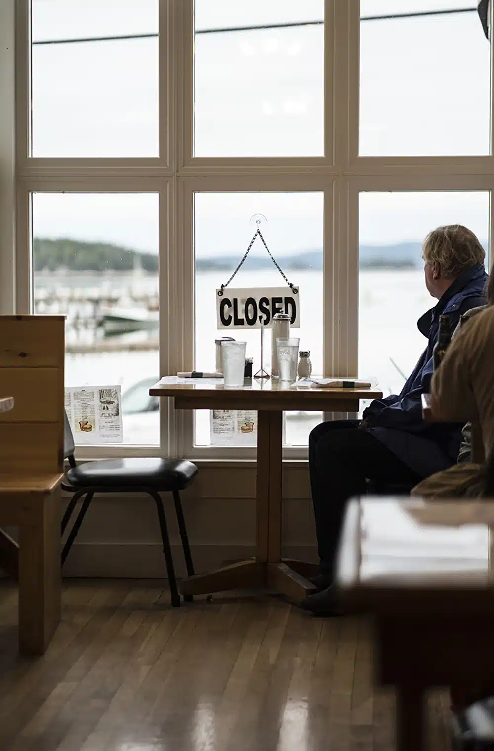 A patron at the Harbor Cafe in Stonington, Maine.