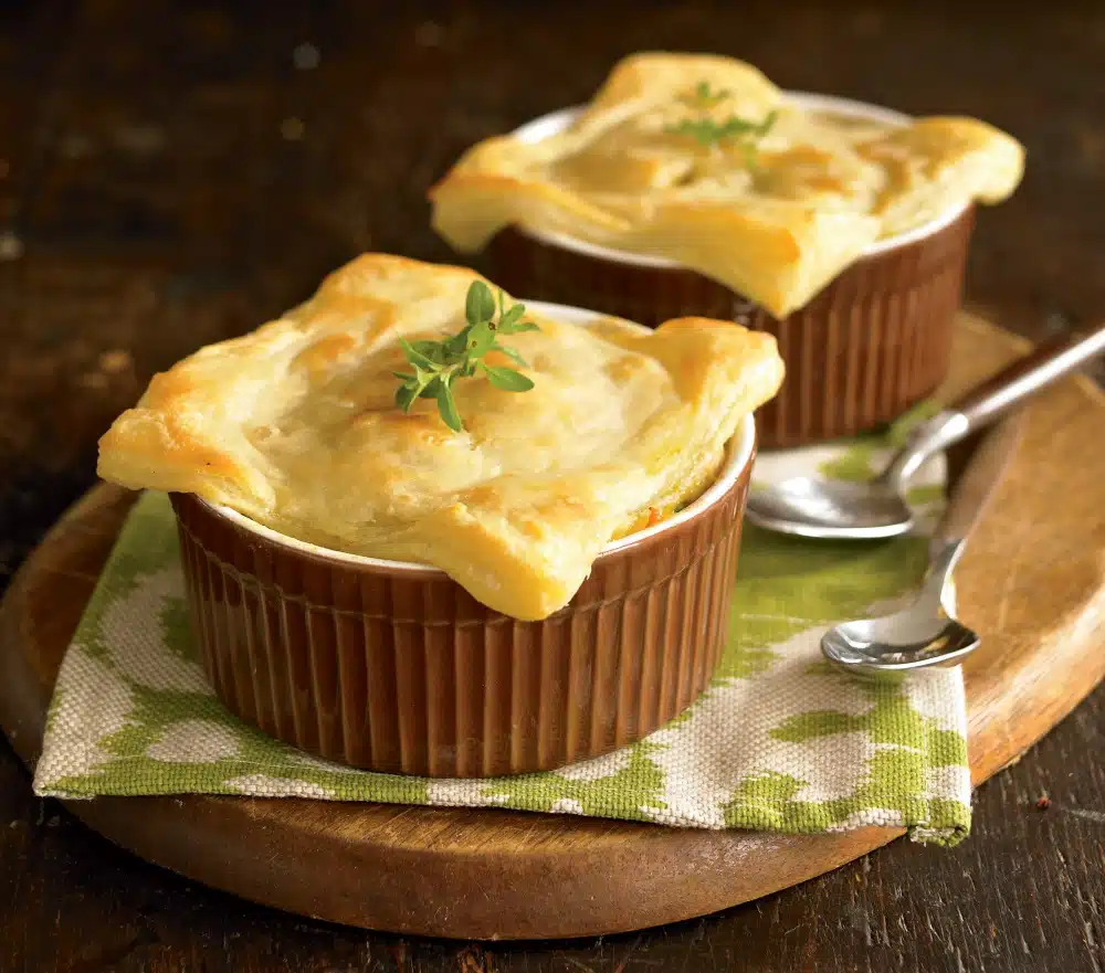 Individual Chicken Potpies with Puff Pastry Crust