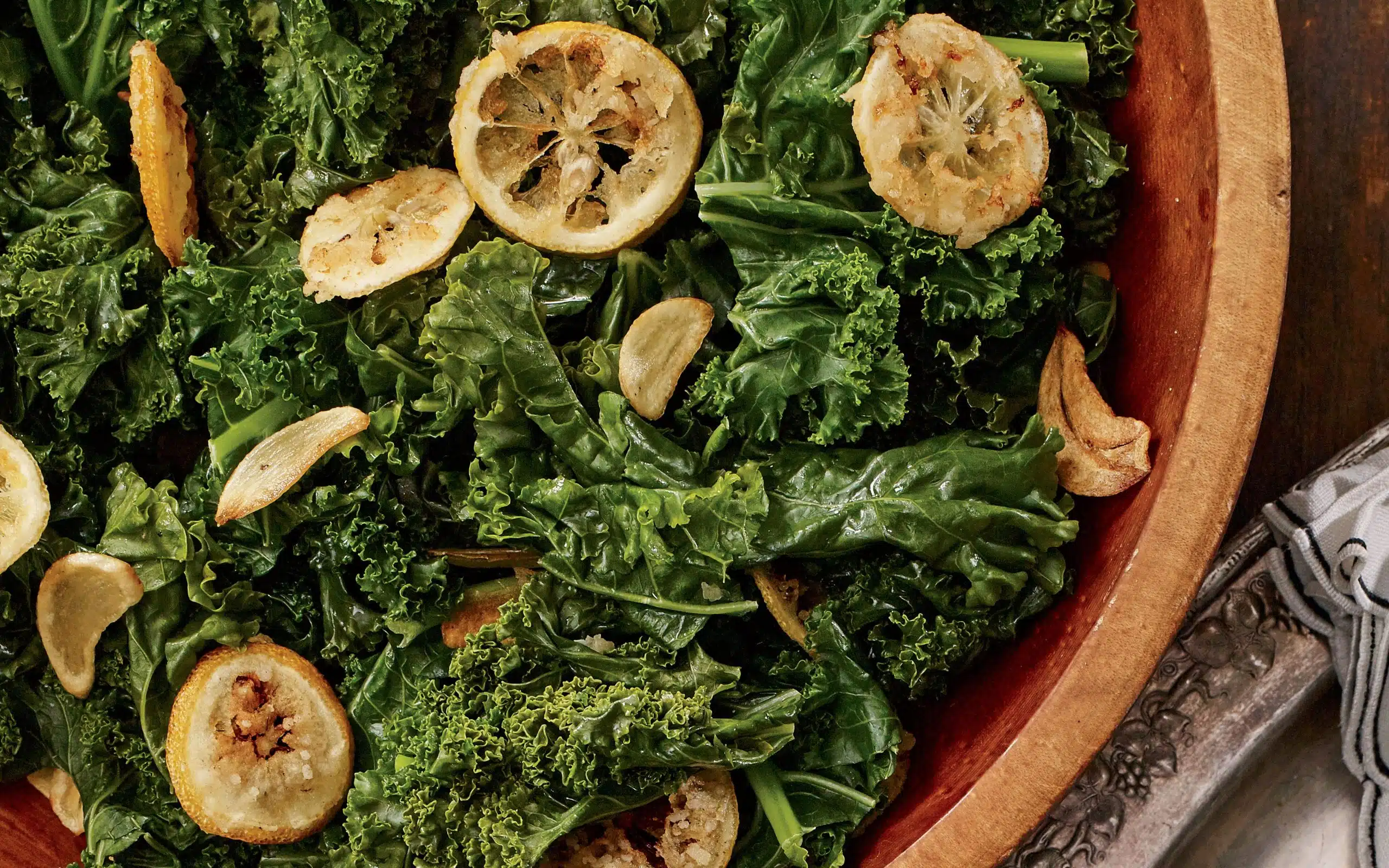 Kale with Fried Lemon and Garlic
