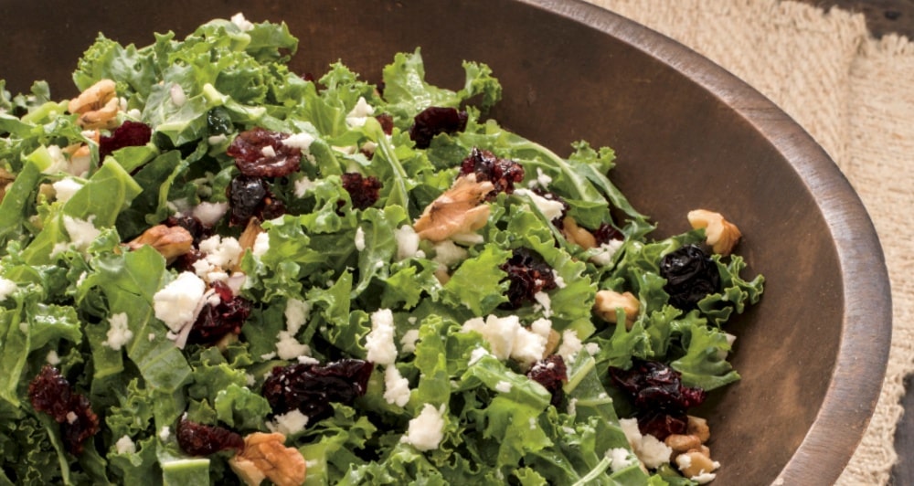 Harrisville Kale Salad with Cranberries, Feta & Walnuts New England Today