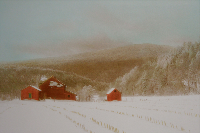 Snowy Barns, Bristol, Vermont.