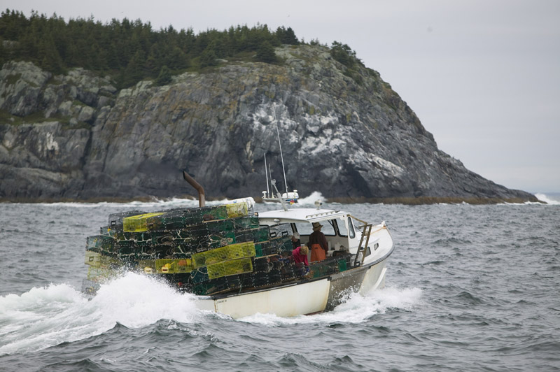 Lobster boat heads out