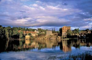 Downtown Vergennes is sited on the banks of Otter Creek, which is navigable by even large vessels over the seven miles from here to Lake Champlain. Water power made the city an industrial hub in the 18th and 19th centuries. Vergennes in Vermont's only inland port. 