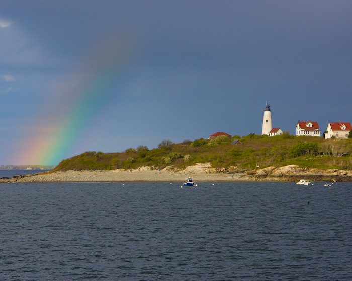 Rainbow over Baker Island Light (user submitted)