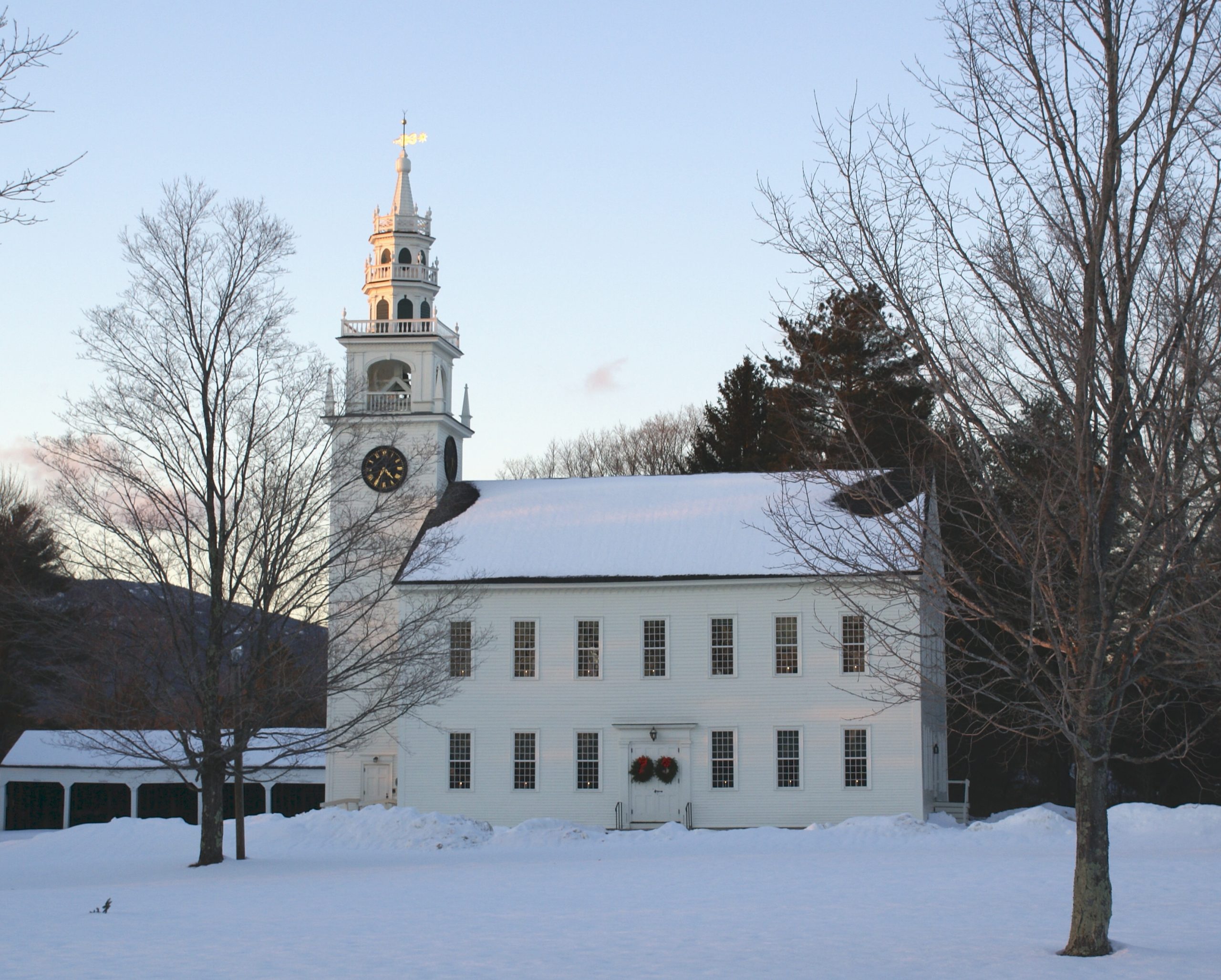 Jaffrey Meeting House at Sundown (user submitted)