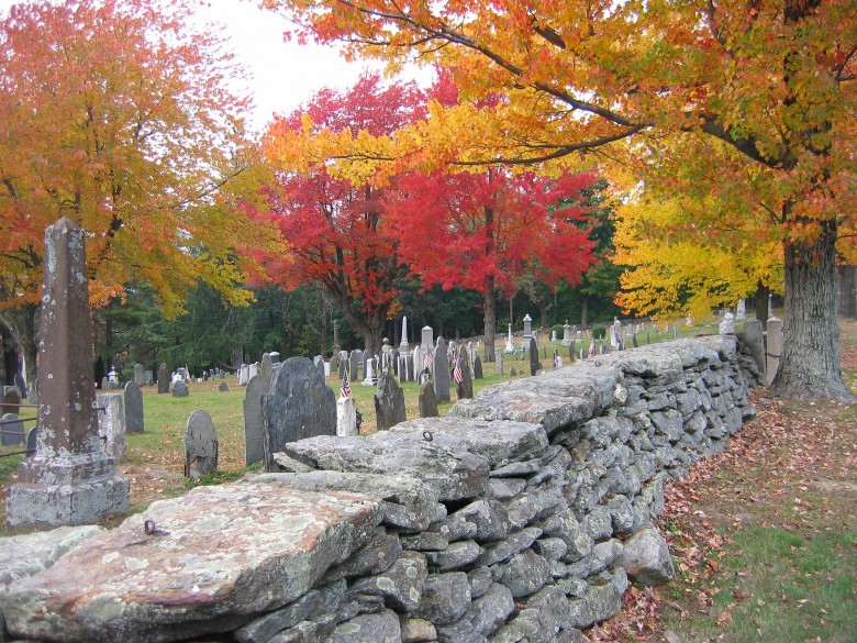 Cemetery Wall in Fall 