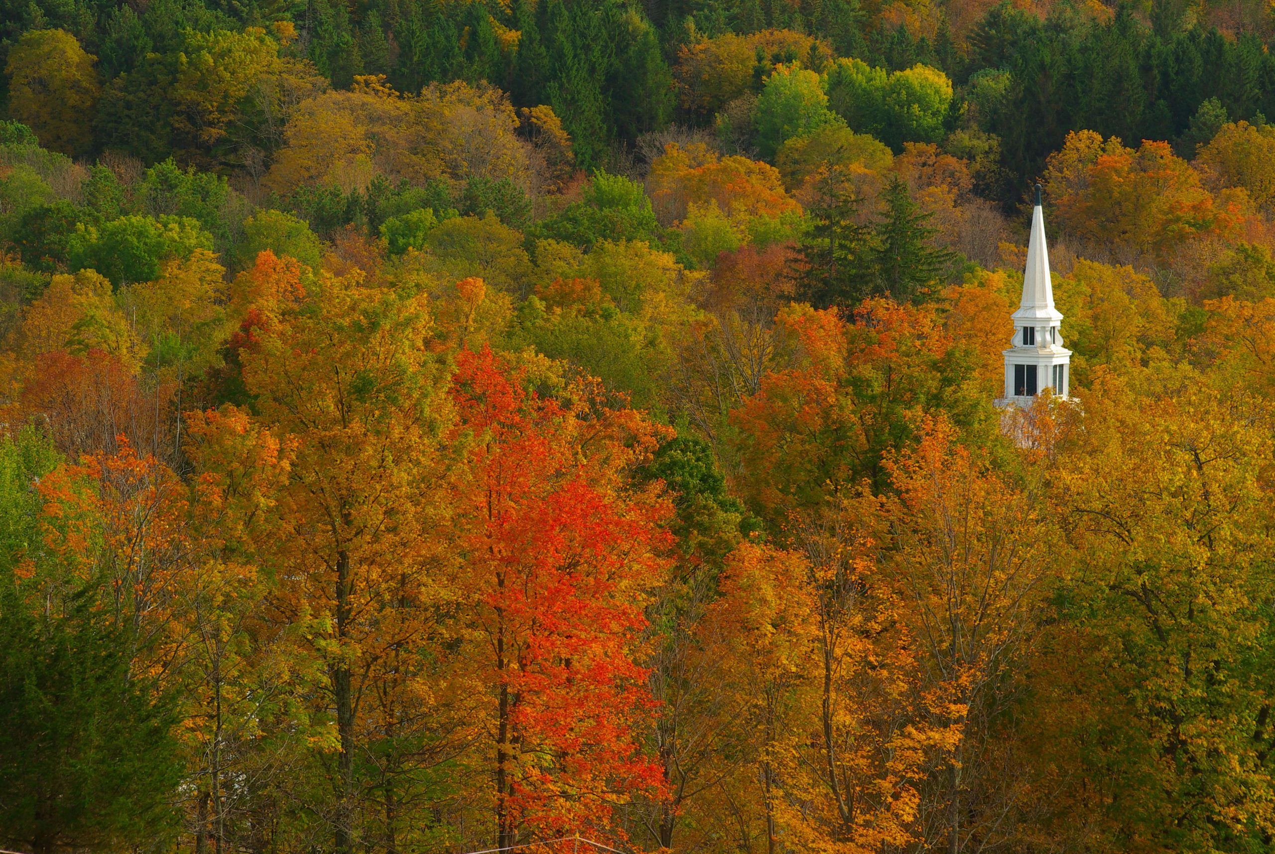 Vermont Church Steeple And Foliage (user submitted)