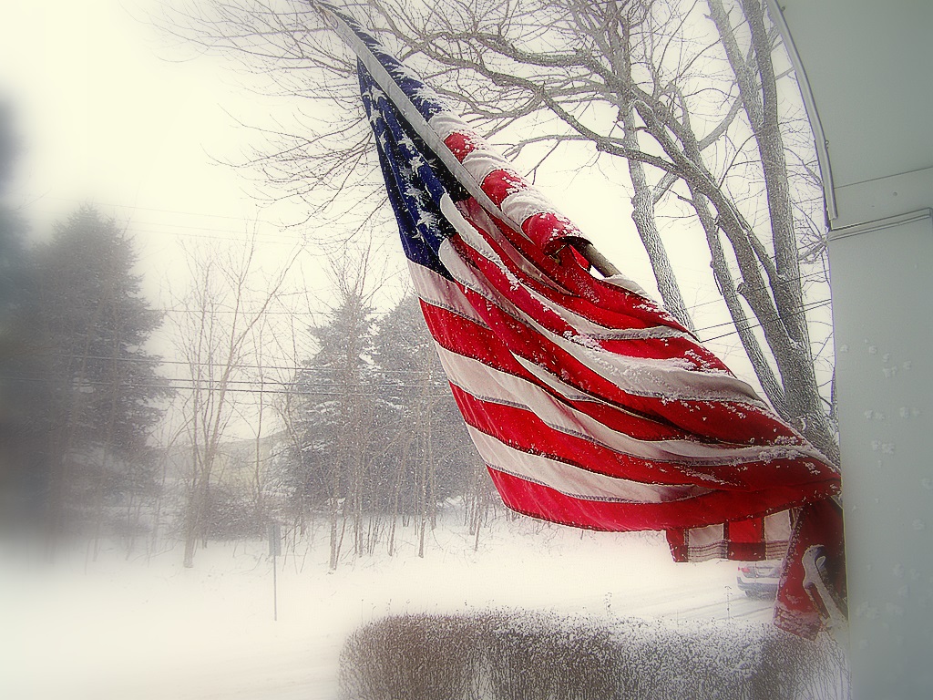 Stars And Stripes On A Wintery Day (user submitted)